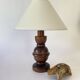 Lampe bois, câble neuf soie, abat-jour neuf