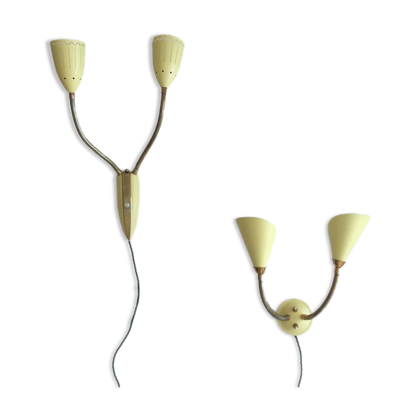 Danish yellow wall lamps from the 1950s