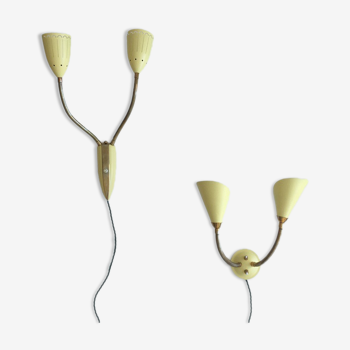 Danish yellow wall lamps from the 1950s
