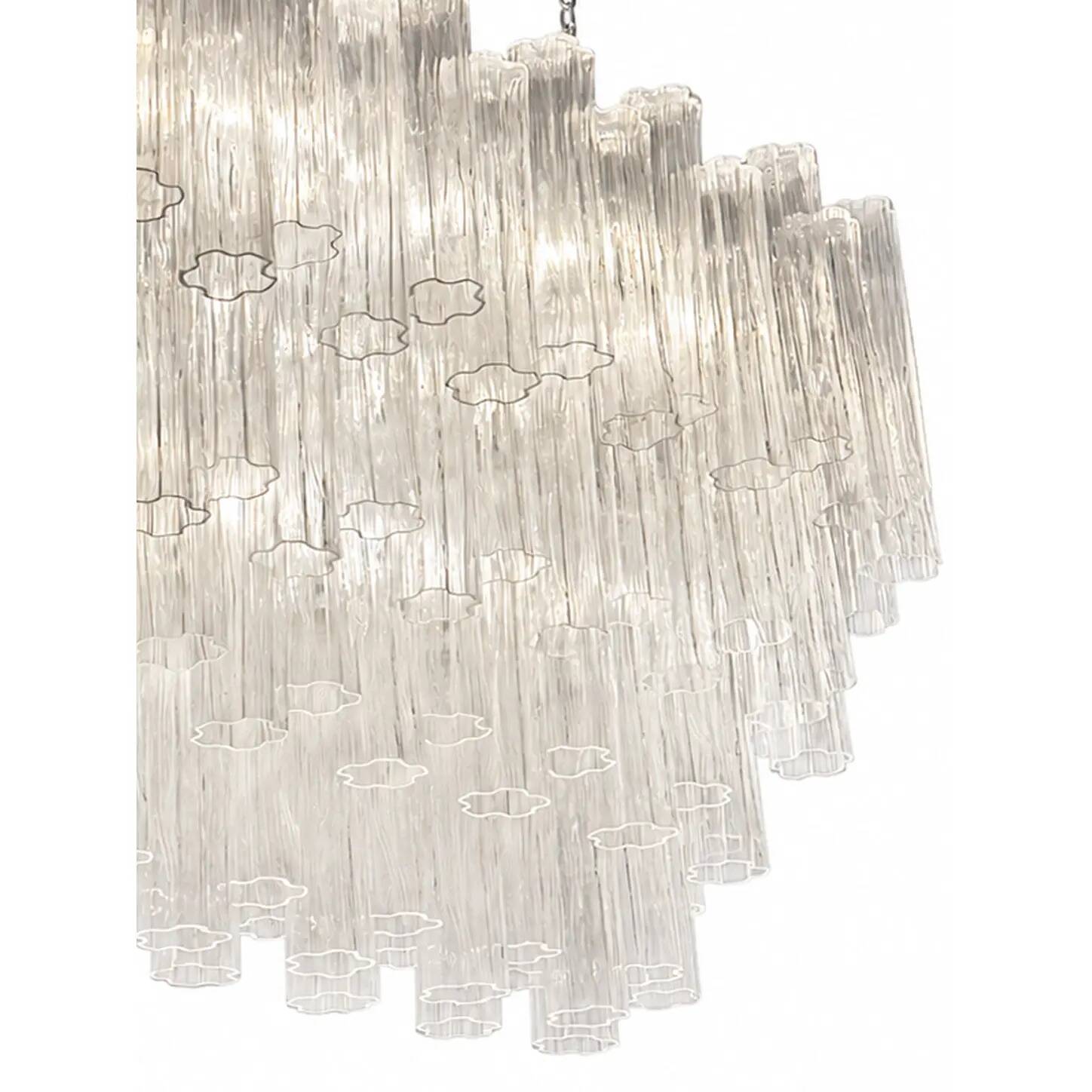 Elegant Italian Murano Glass Chandelier with Clear Tronchi Elements