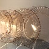 Pink glass dessert plates from the 70s, Arcoroc "Rosaline" +1 offered