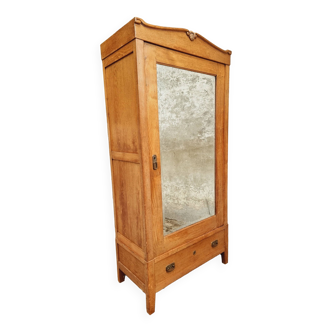 Armoire antique chene miroir art deco 94 x 201 cm