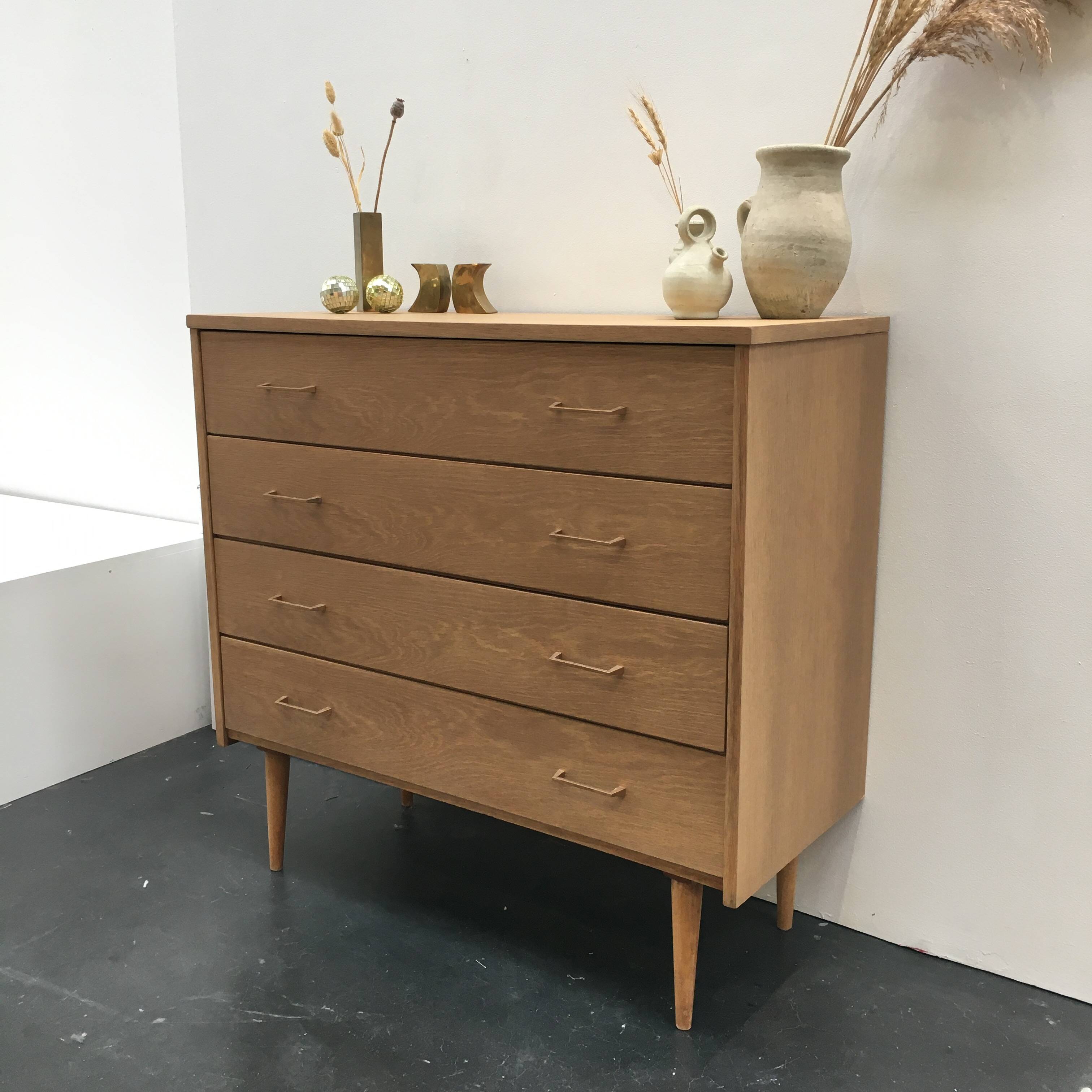60s light oak chest of drawers