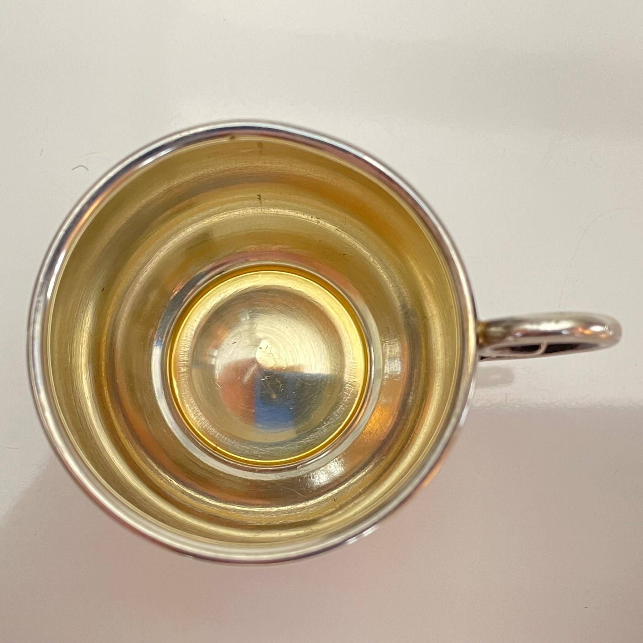 Silver Cup and Saucer | 20th Century | Ribbon and Flower Garland