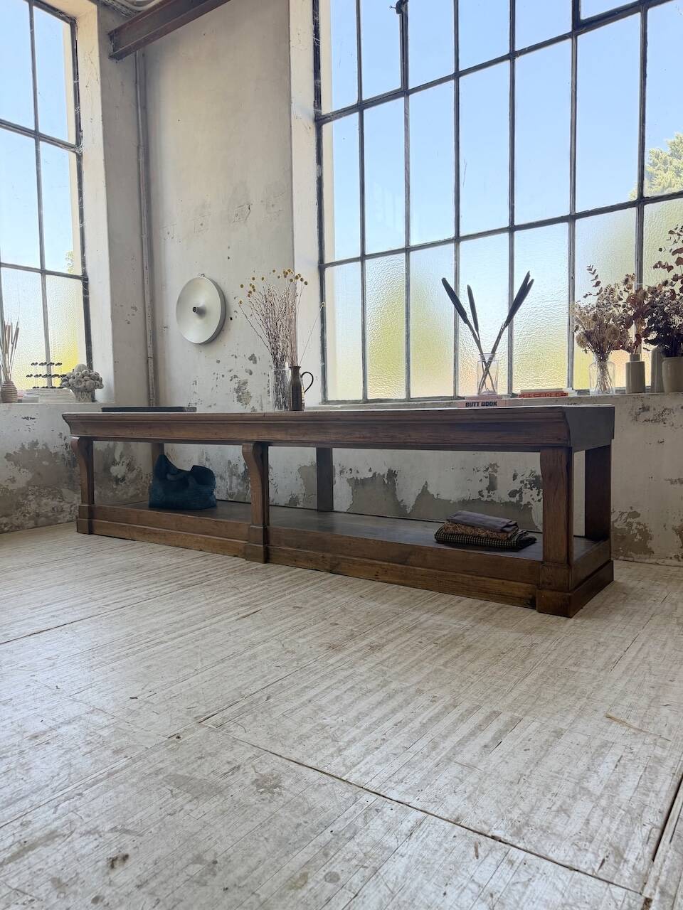 Table de gantier drapière 1900 chêne massif 330cm XL