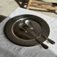 Round silver-plated tray with a wide gold border D30 H2