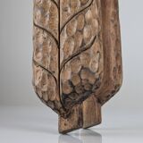 Hand-carved Wooden Double Door Handle with Wheat Spike Design, 1900s
