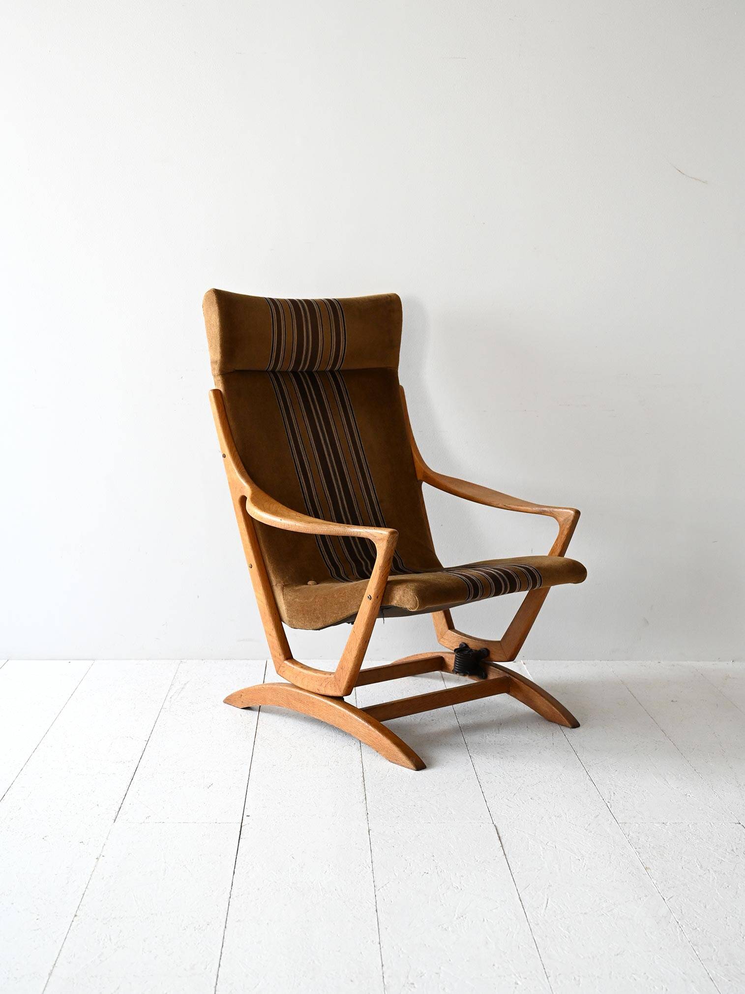 Original Scandinavian Oak High-Back Armchair, Late 1960s