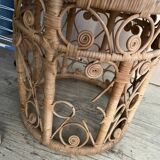 Vintage bohemian chic peacock rattan stool
