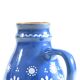 Blue handmade ceramic jug or vase Slovakian Folk Art, circa 1950