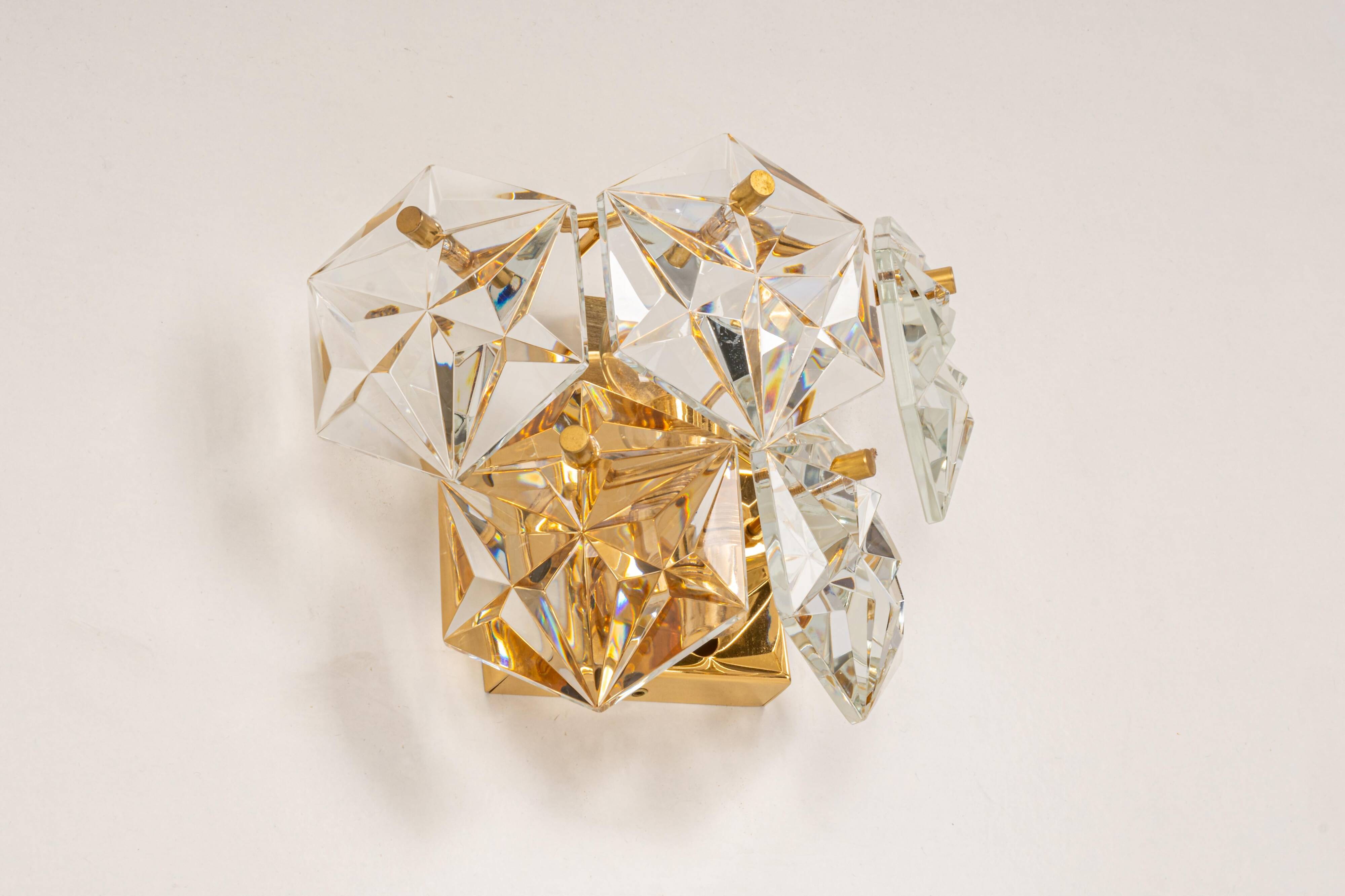 pair of crystal wall lights by Kinkeldey, Germany, 1970s.