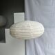 Large oval flat Japanese-style suspension in rattan and natural linen H35 D60.