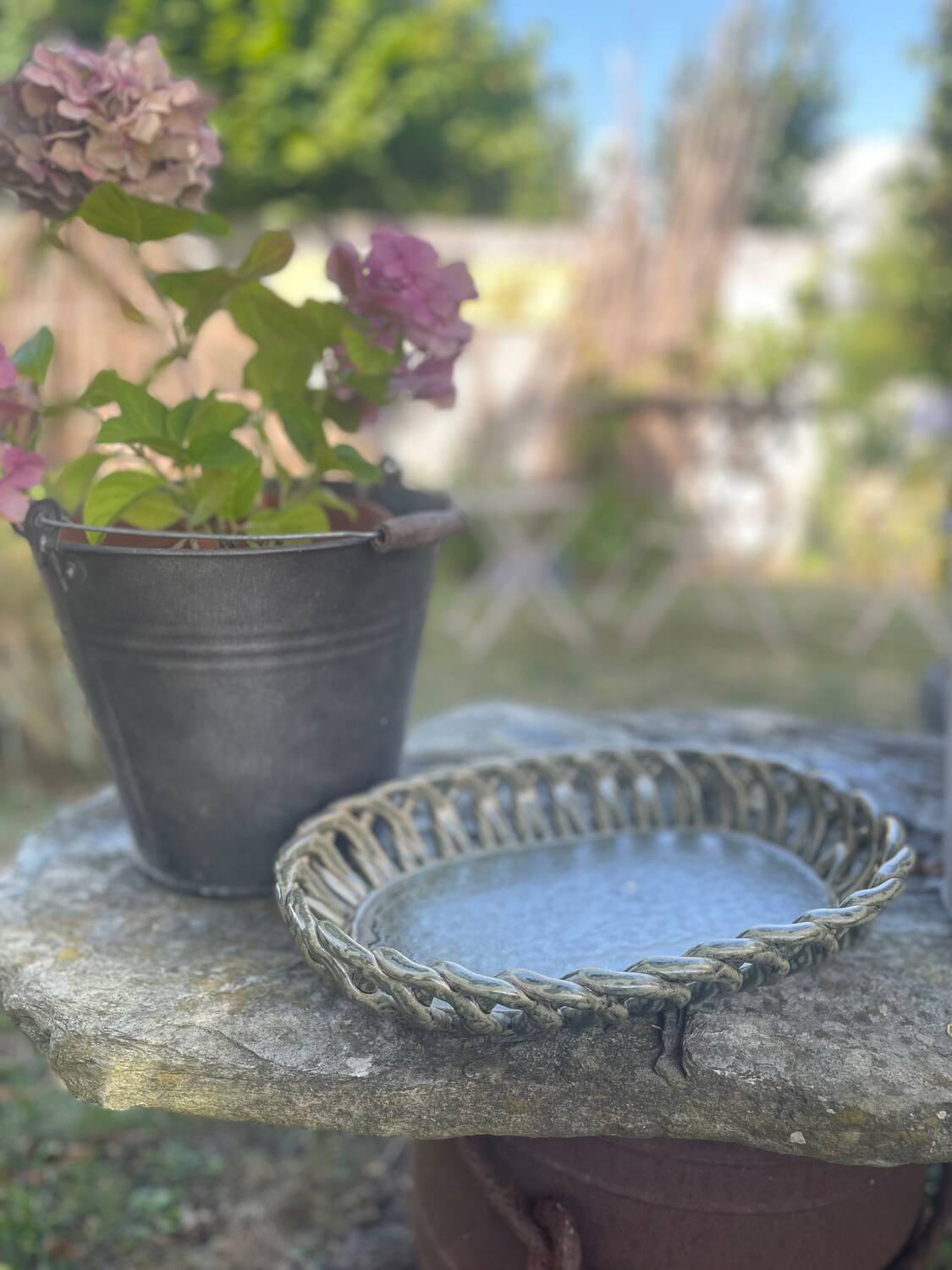 Woven ceramic basket