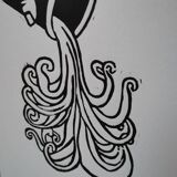 Woodcut engraving original print stamped numbered pattern hand