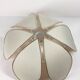 1970s ceiling light with floral design, light beige shade with gold finish.