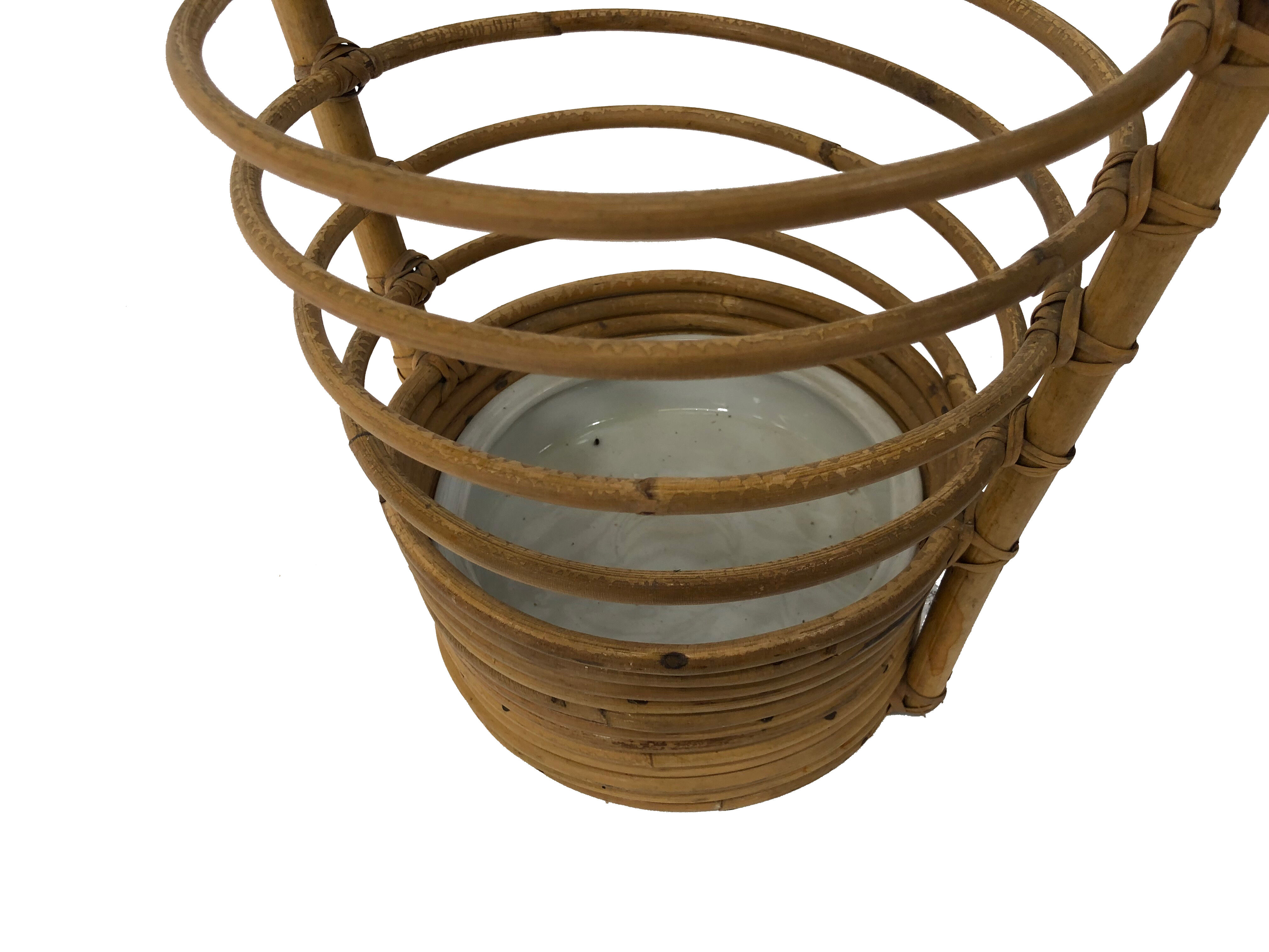 Umbrella holder in ratan, France, 1970