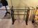 Vintage metal and glass console