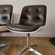 Set of 4 Executive Strafor shell chairs in leather, plastic and chrome 1970s