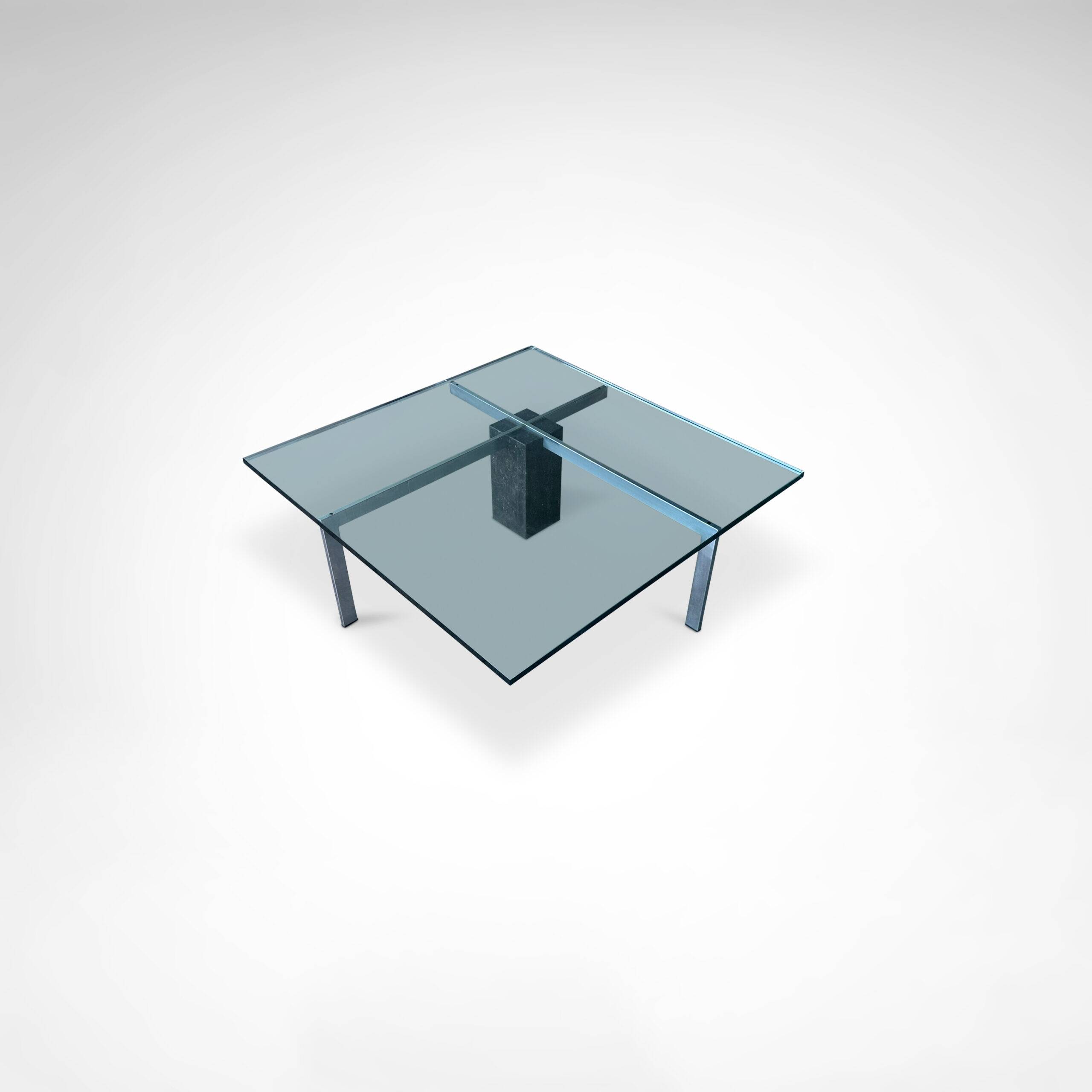 KW1 glass, metal and granite coffee table by Hank Kwint for Metaform 1980s
