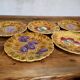 6 dessert plates in barbotine