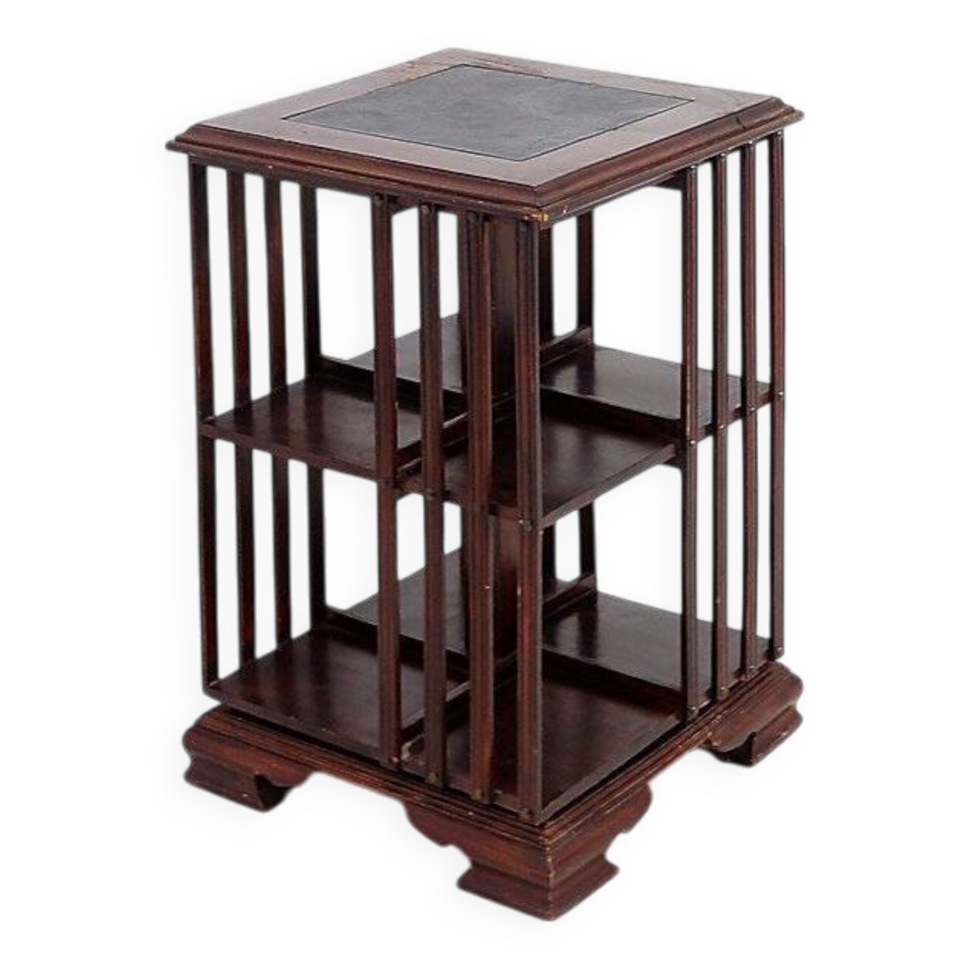 Table d'appoint en bois dur et bibliothèque tournante Vintage Sheraton Revival