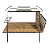 1950s rattan and ceramic coffee table