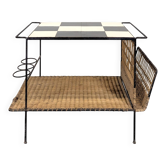 1950s rattan and ceramic coffee table