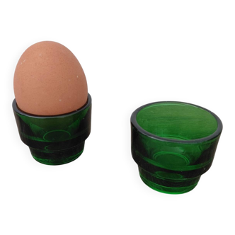 2 coquetiers huilor verre vert