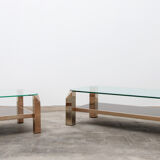 Ensemble de tables basses 23 carats plaqué or par Belgo Chrome 1960