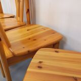 Set of 4 vintage pine chairs from the 70s and 80s