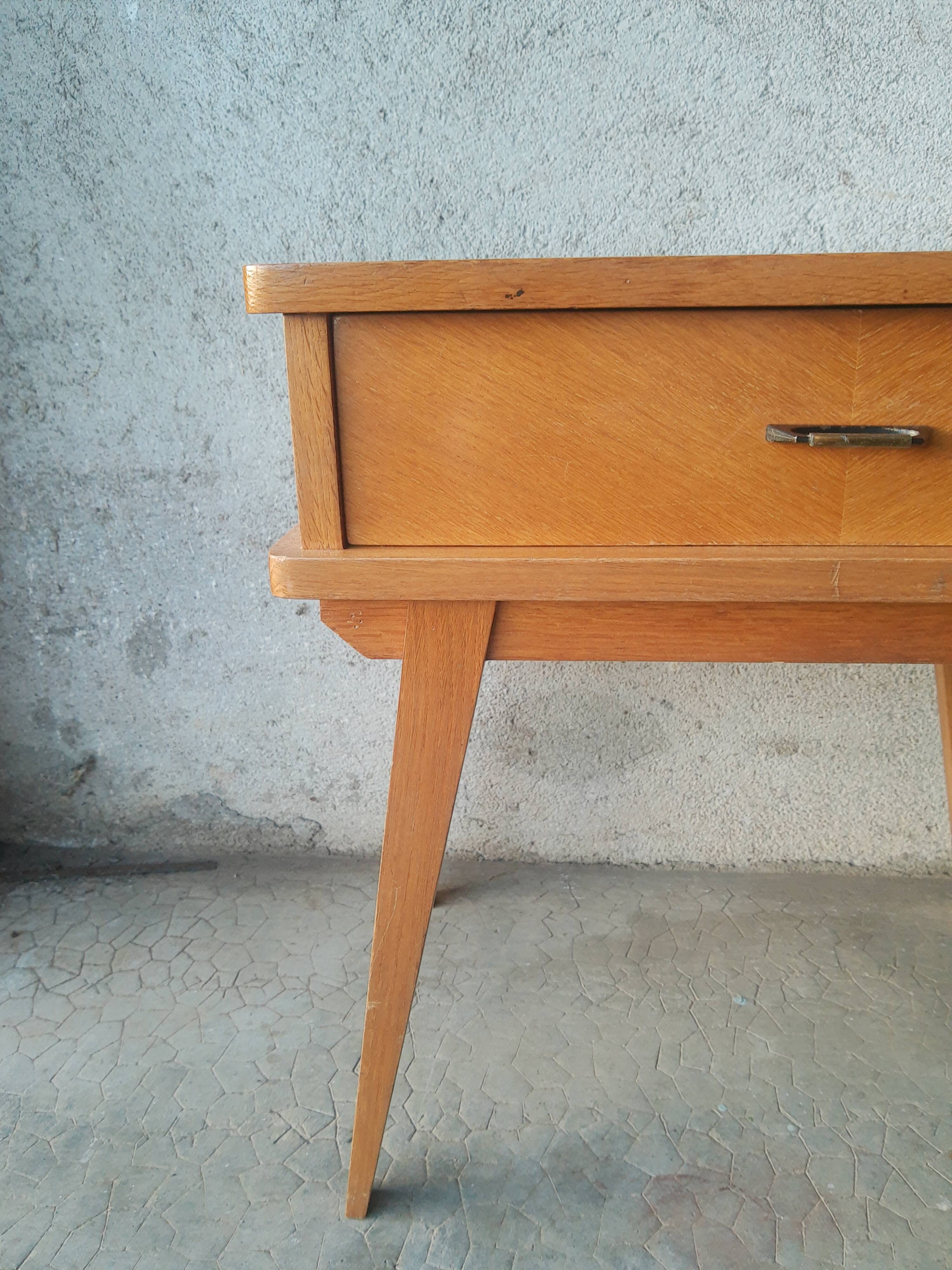 Vintage wooden compass foot bedside table