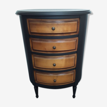 Black drum shape bedside including 4 drawers