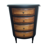 Black drum shape bedside including 4 drawers