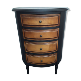 Black drum shape bedside including 4 drawers