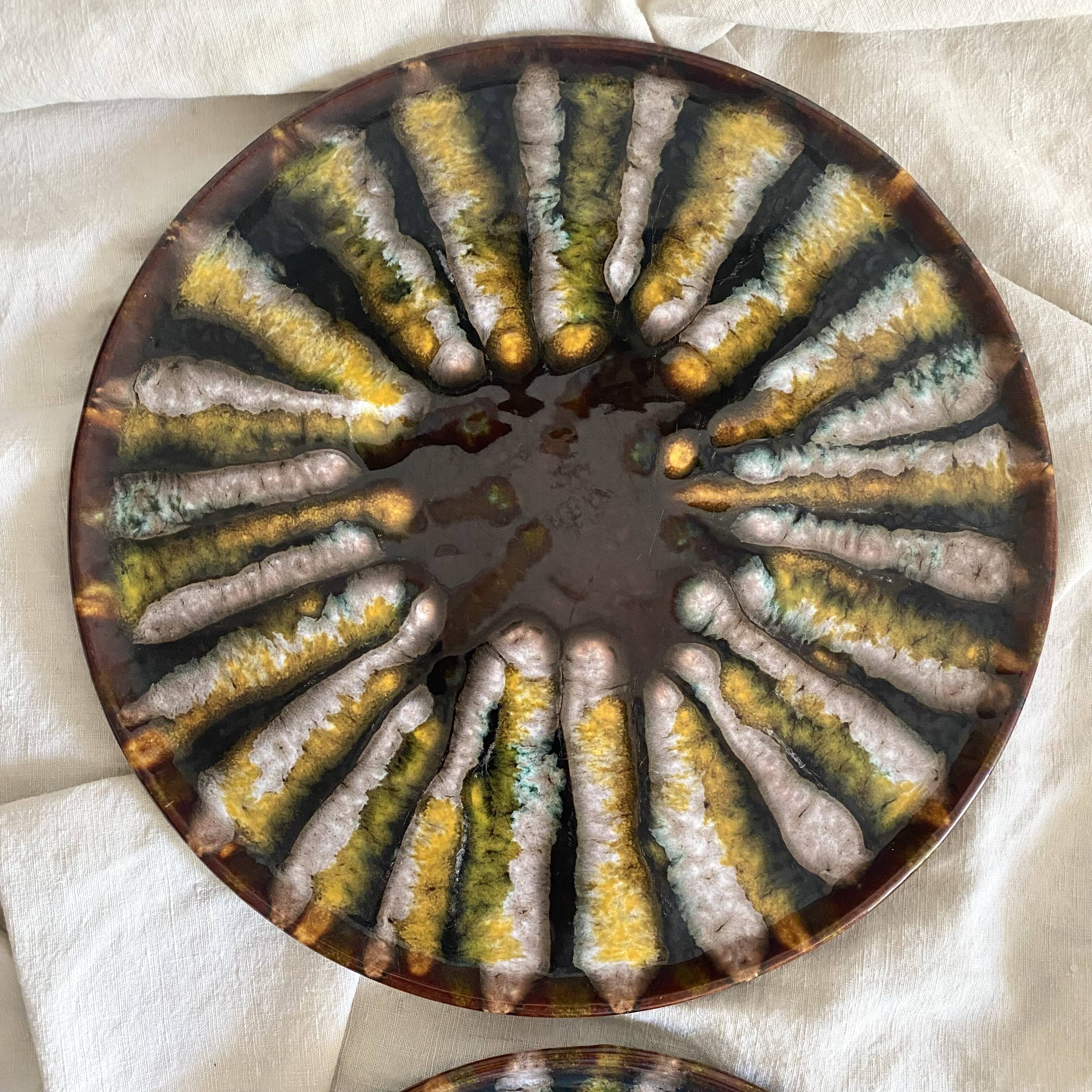 Vintage round dishes from the Saint Jean de Bretagne earthenware factory