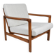 Original bouclé armchair Baczyk, restored, white, teak