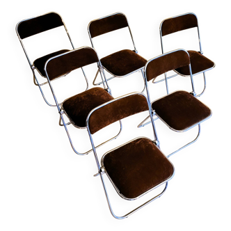 6 vintage Piretti folding chairs 70'
