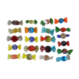 Set of 21 old Murano glass candies knife holders