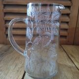 Pitcher Carafe crystal engraved bird