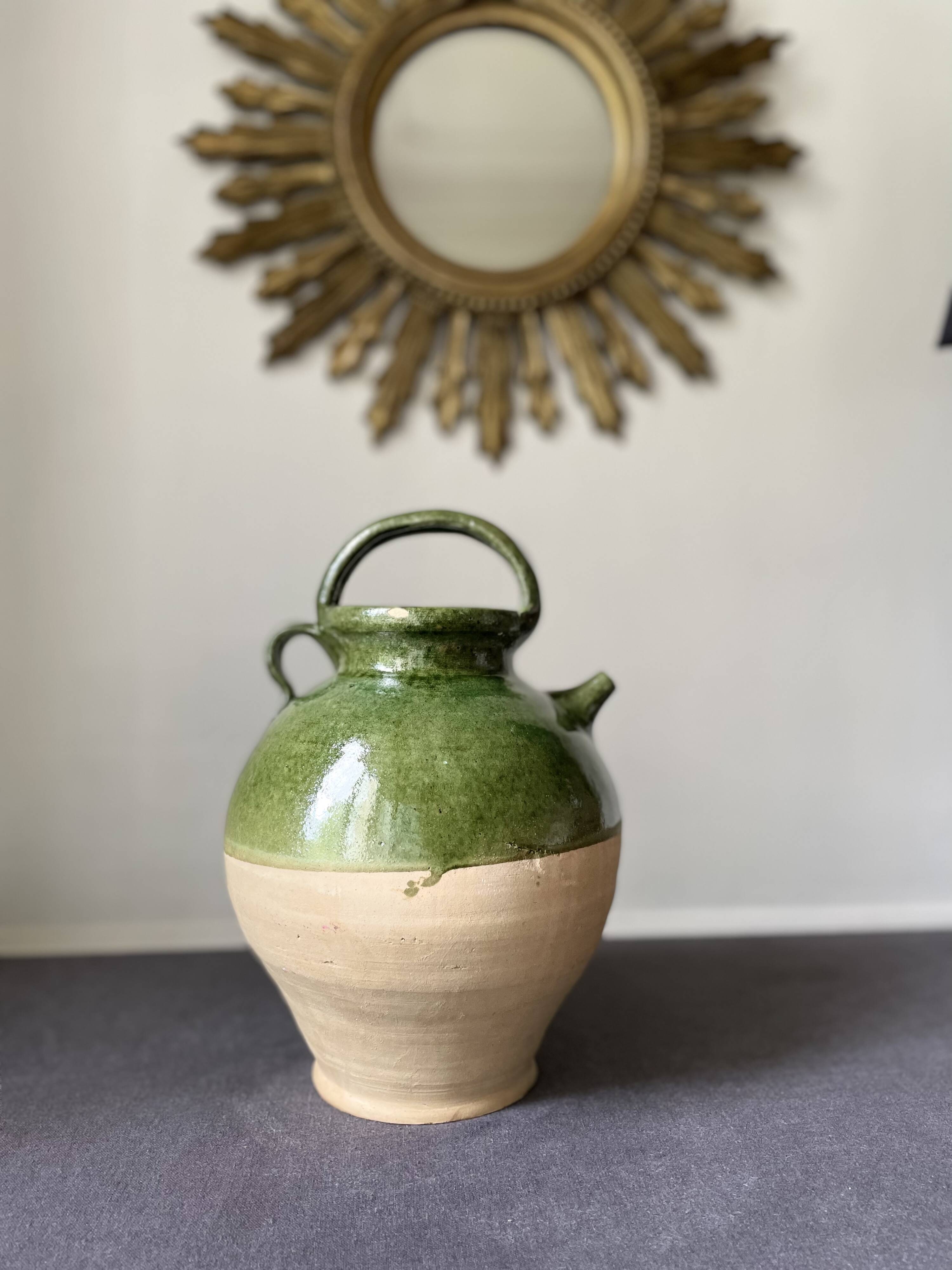Green terracotta jar