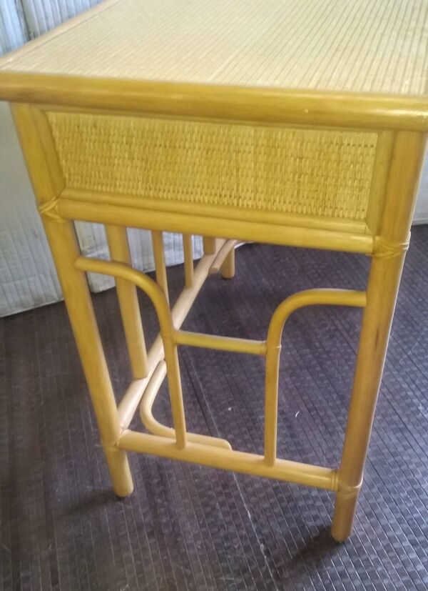 Bureau ou console rotin et bambou