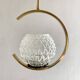 60s Arlus style pendant light, brass and glass