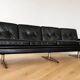 Vintage Danish Svend Skipper 4 person sofa in black leather and chrome