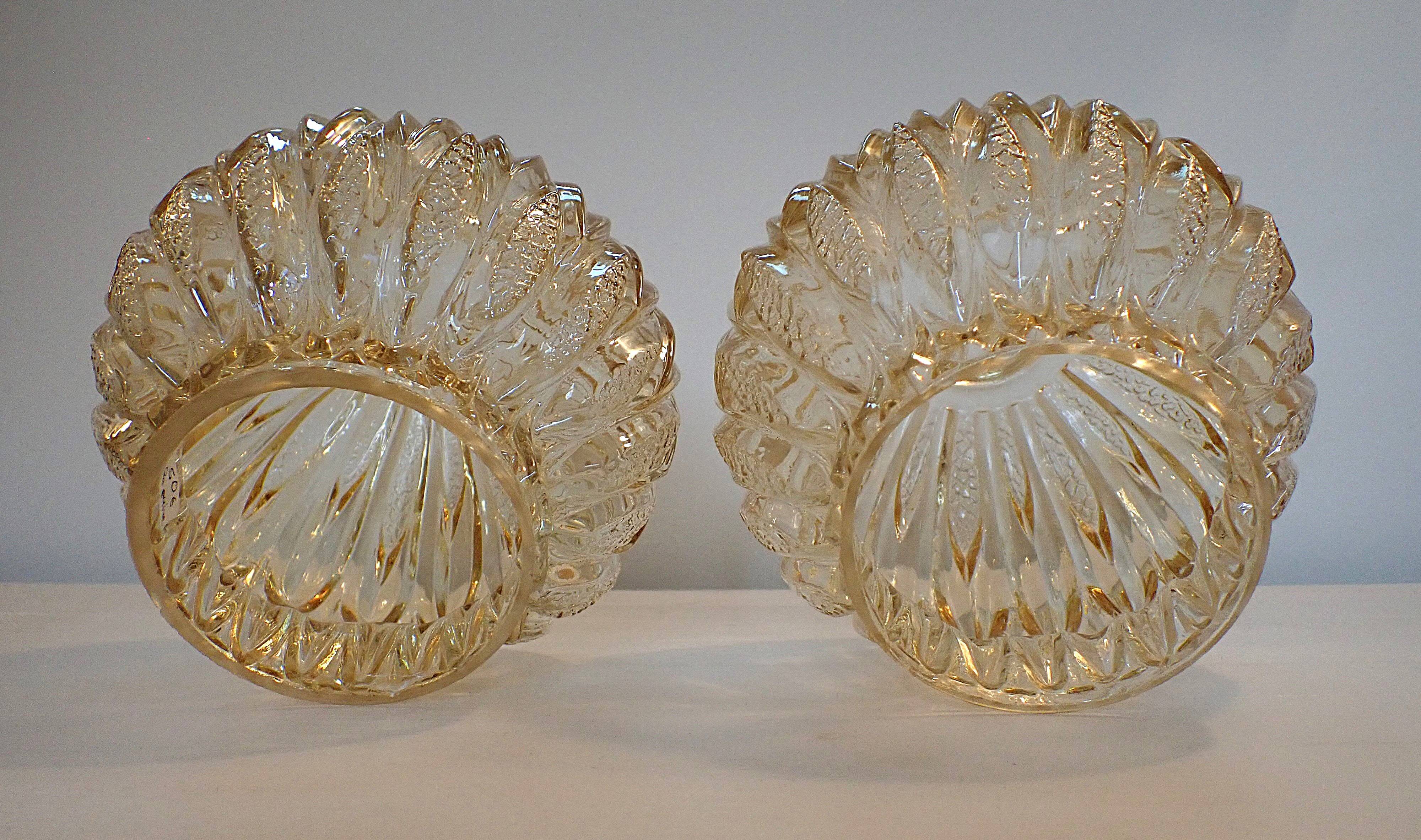 Pair of vintage globes for lighting - amber glass