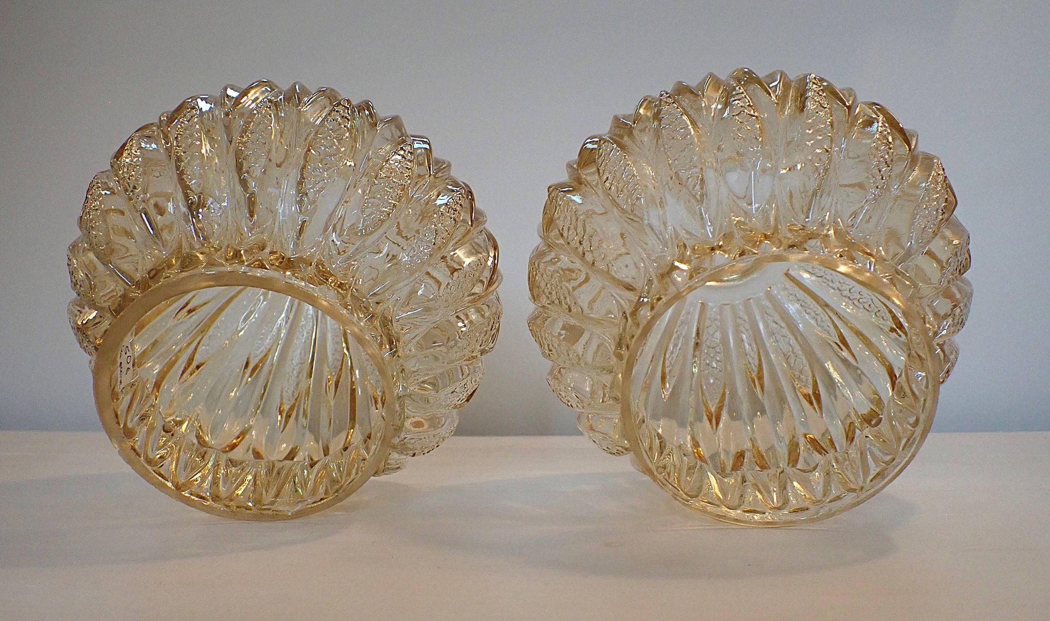 Pair of vintage globes for lighting - amber glass