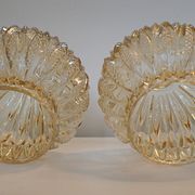 Pair of vintage globes for lighting - amber glass