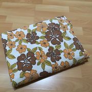 Vintage flat sheet (70s) in cotton (2 people), floral patterns