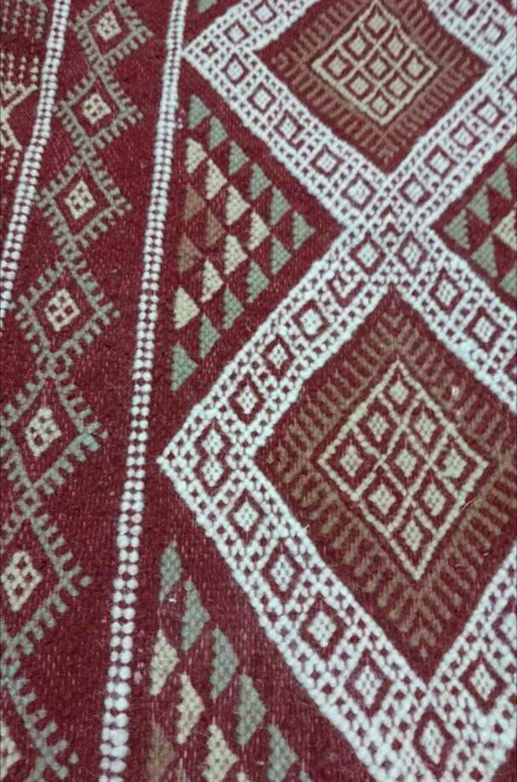 Brown margoum rug hand-woven in natural wool