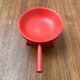 Mid-Century Modern Red Tripod Bowl in Wood from Paavo Asikainen, Finland, 1960s