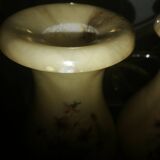 Pair of yellow/cream alabaster vases